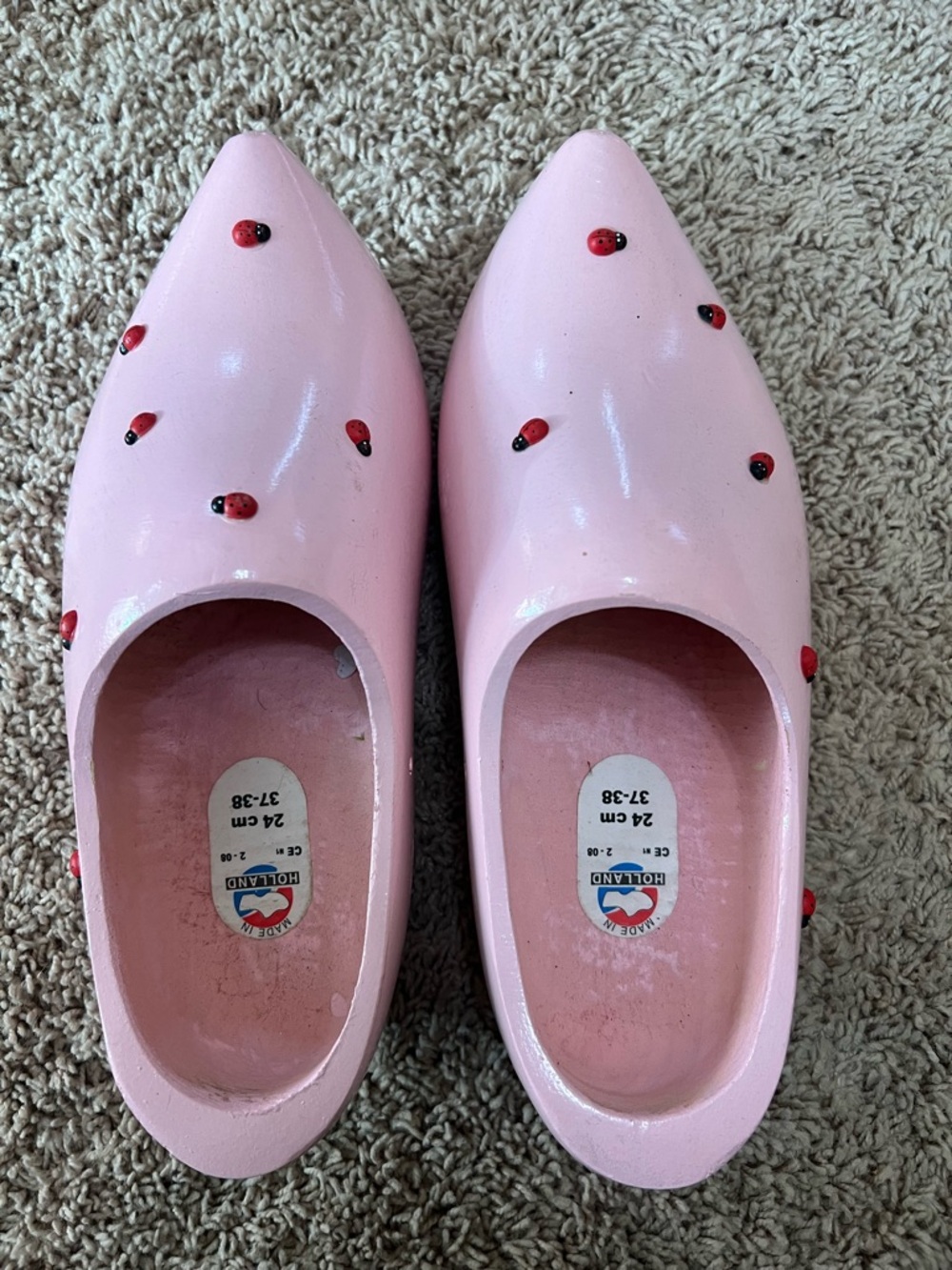 Authentic Holland Netherlands Clogs Pink with Ladybugs